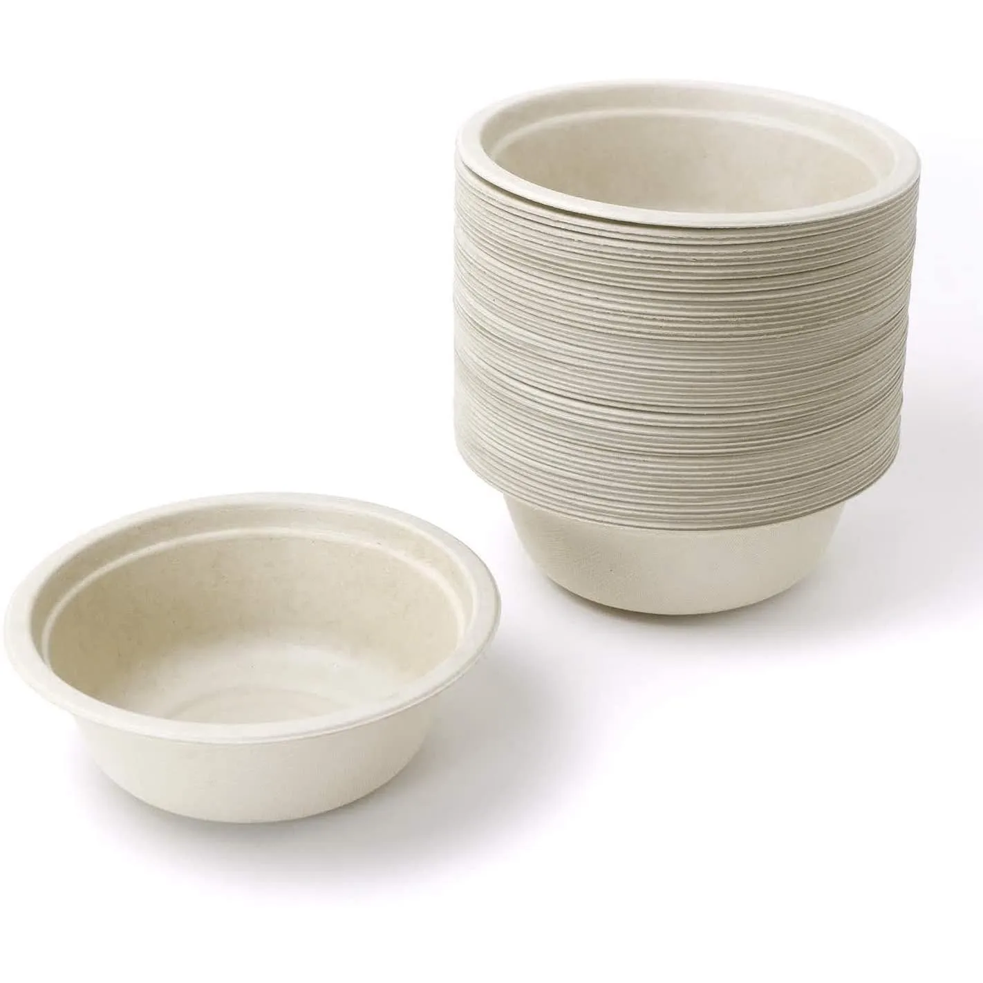 

Biodegradable Sugarcane Bagasse Molded Pulp Waterproof Paper Container Cups Bowls Lids Custom Box Devided Paper Bowl for Noodle