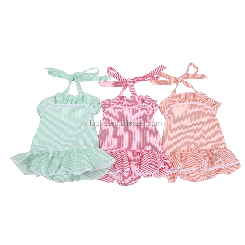 

New Arrival Seersucker Clothing Fashion Child Swimsuit one pieces Baby Girl Bathing Suit