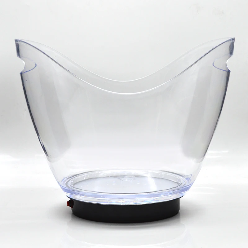 

Transparent Customized Logo LED RGB Color 4L with Handle Ice Bucket