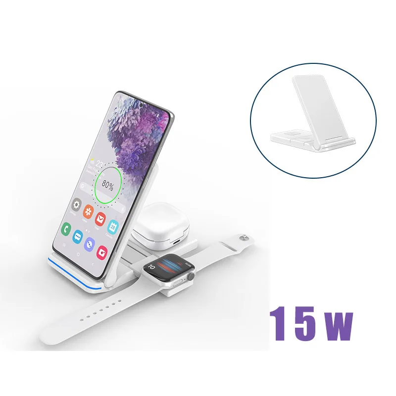 

Wireless Charger With 3 IN 1 Phone holder wireless charger for mobile phone watch earphone fast charge for Apple 12