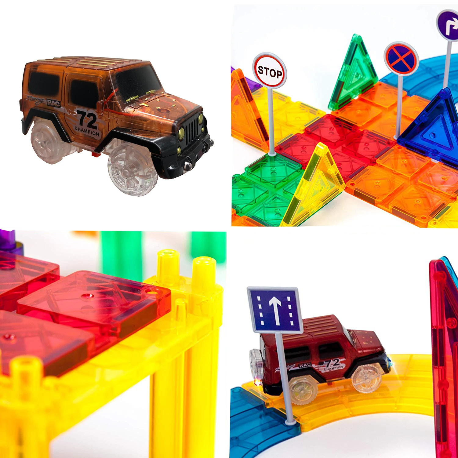 70piece Tiles Race Car Track Kids Toy Set For Boys Girls Gift