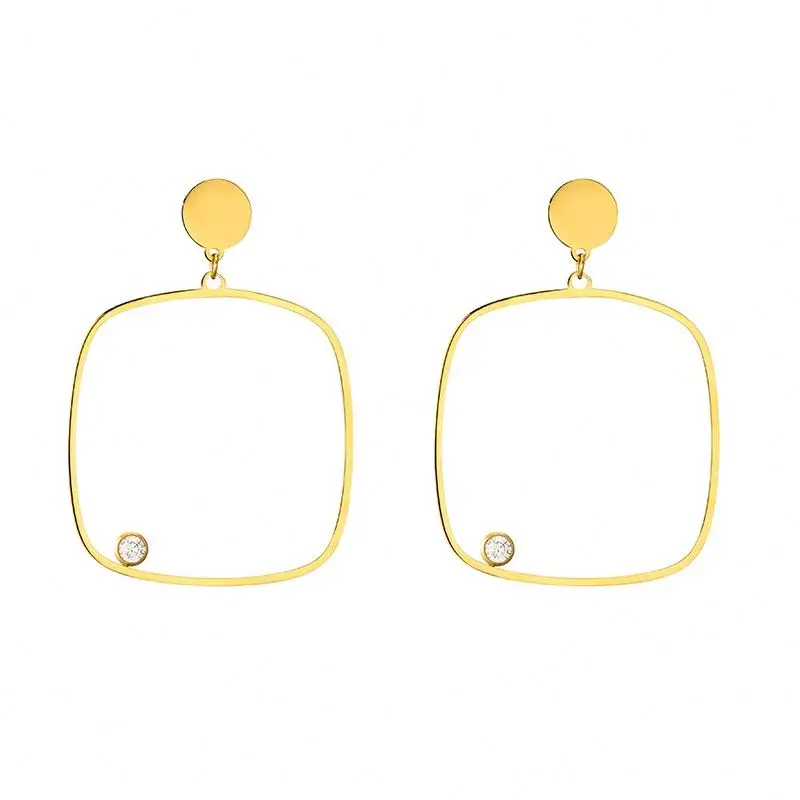 

2021 Newest Stylish 14K Gold Stainless Steel Korean Kpop Exaggerated Big Oval Hoop Earrings