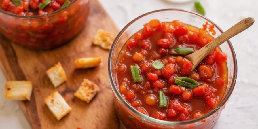 Sweet pepper relish on a juicy burger