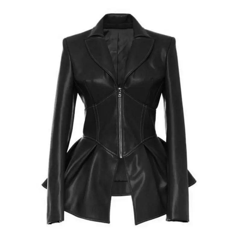 

Bettergirl 2023 Source factory fashion design new PU leather good quality leather coat