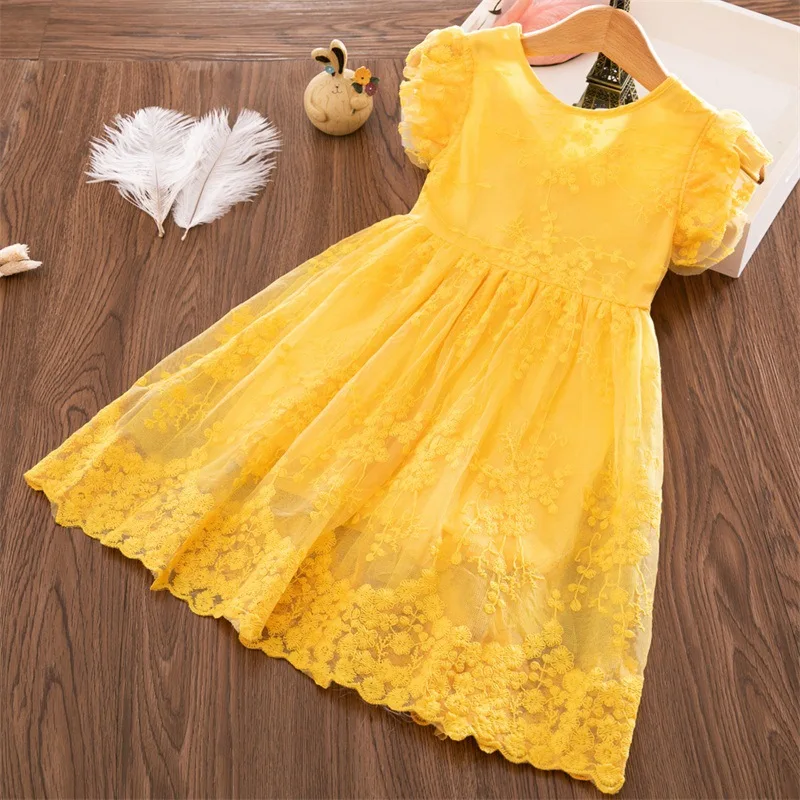 

princess dress children bow embroidered flying sleeves girls lace dress