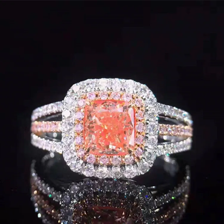 

hot sale genuine diamond 18k gold jewelry 1ct VS natural pink diamond ring for women wedding engagement