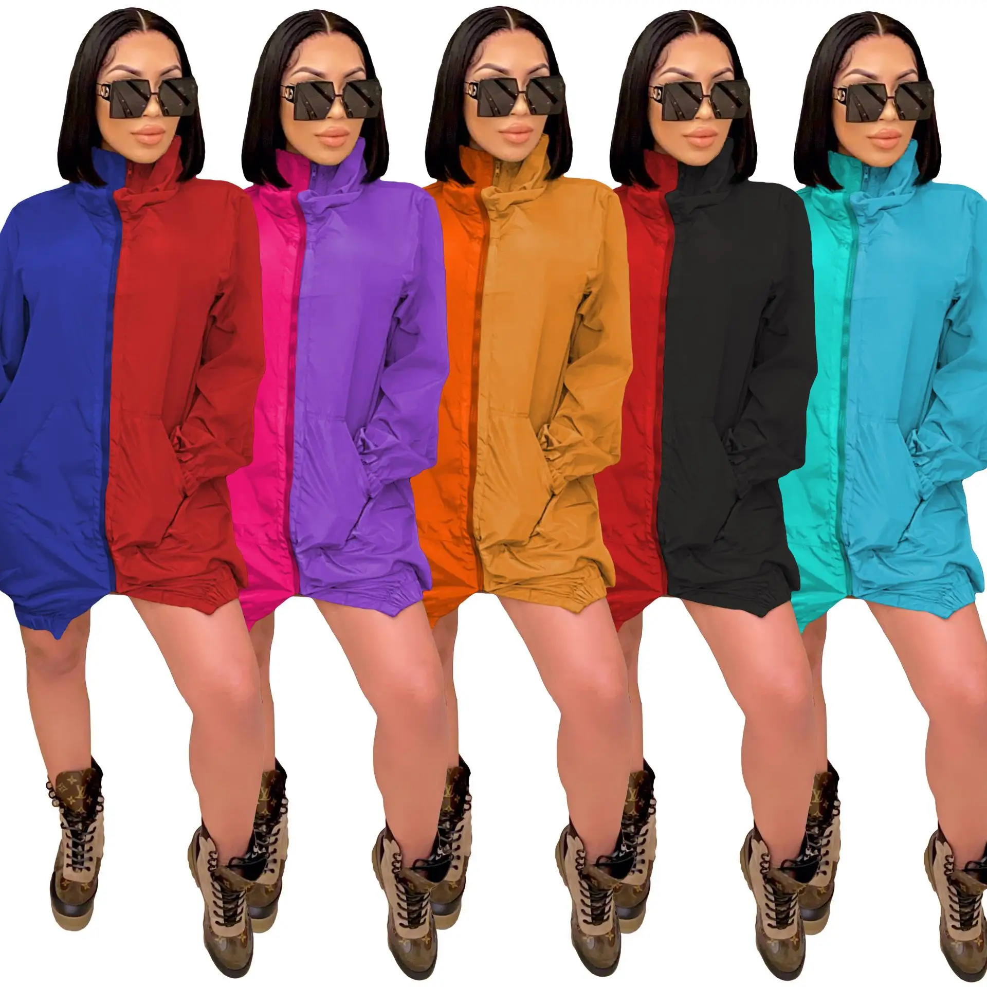 

Fall Winter Ladies Elegant Dresses Plus Size Jersey Dresses Girls T Shirt Patchwork Sportswear Dresses For Women