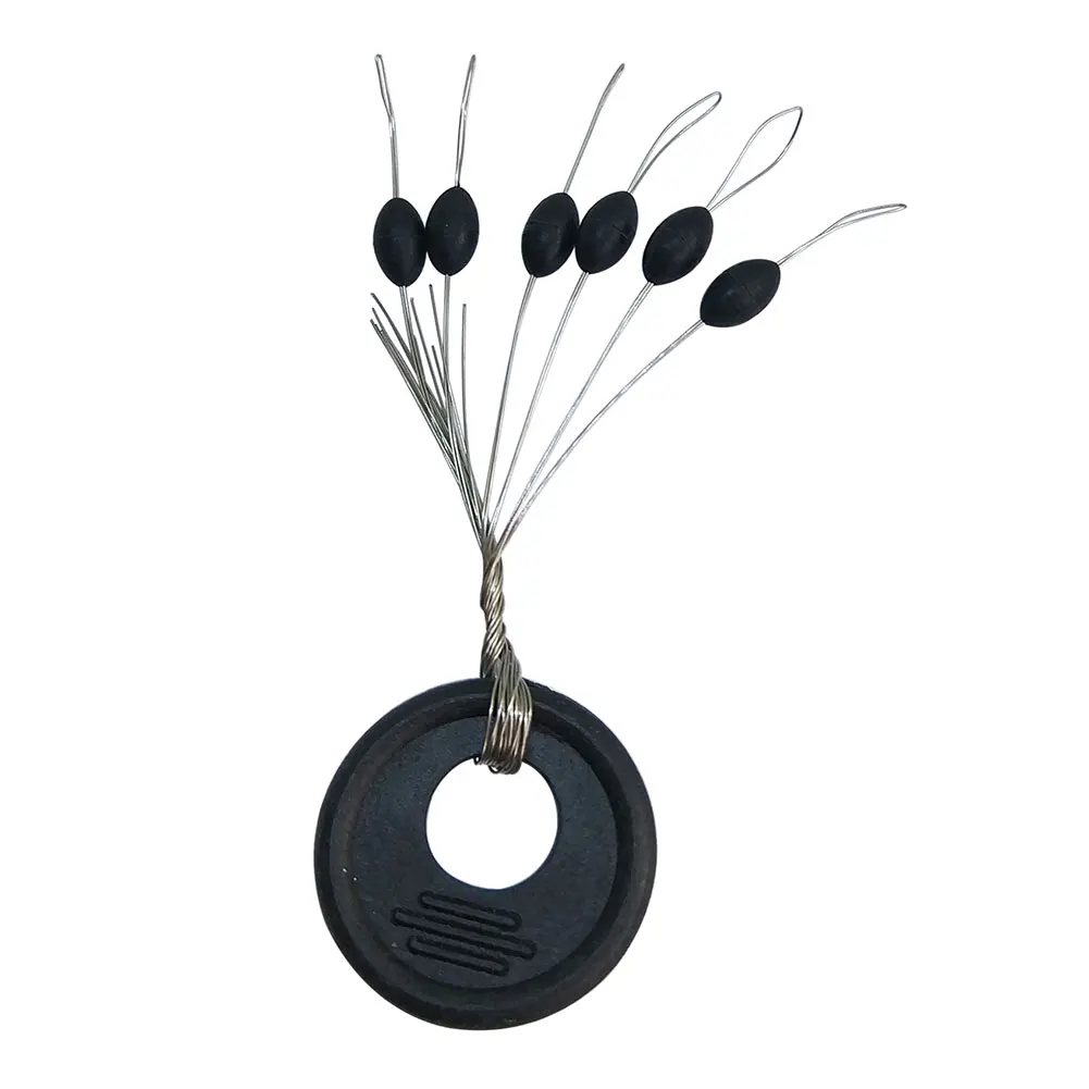 

6-in-1 /bag Extra Large Black Rubber Stopper Weight Stoppers S/M/L Oval Float Fishing Bobber Space Bean