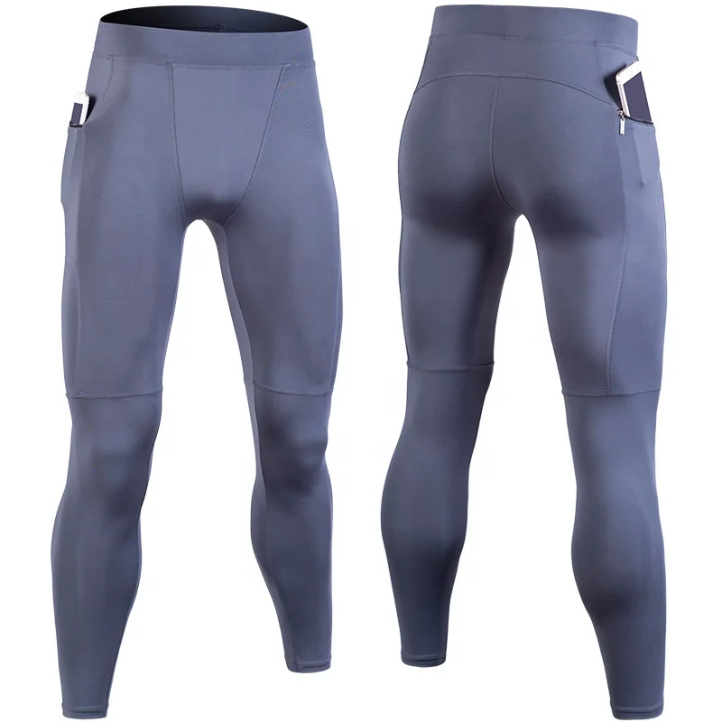 

Wholesale 4 needles flatlock men's compression leggings, compression tights, compression pants with zip phone pocket, White, black, grey