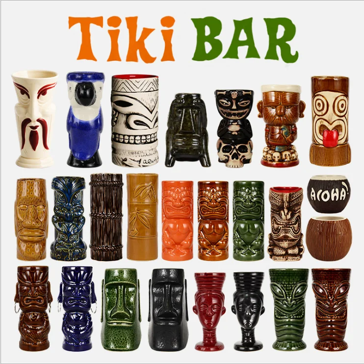 

skeleton Totems ceramic Hawaii beach Cocktail bar Wine mugs zombie Alcohol grimace beverage tiki mug cocktail, Customized promotional mug