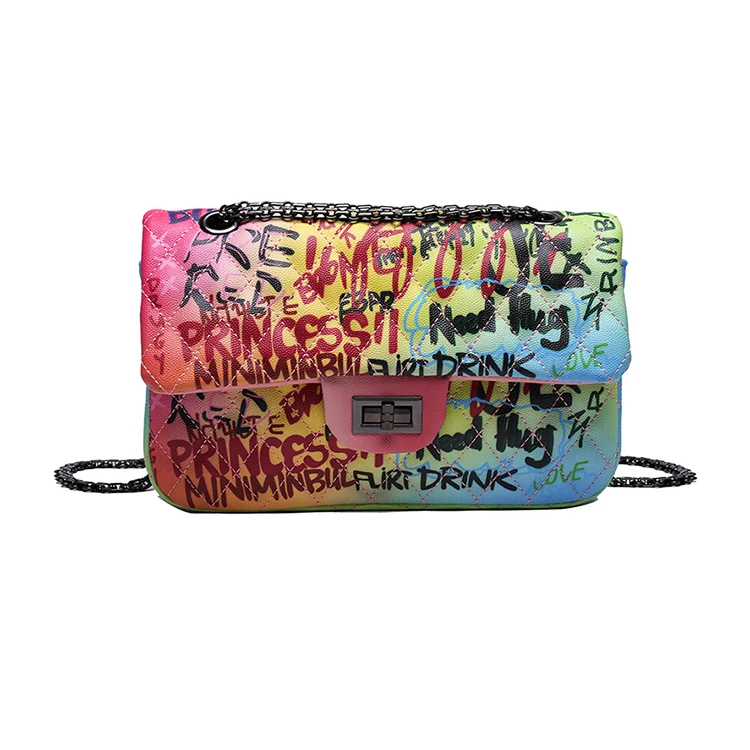 

High Quality bolso Graffiti Handbags With Metal Lock Luxury Handbags For Women Embroidery Crossbody Shoulder Bag