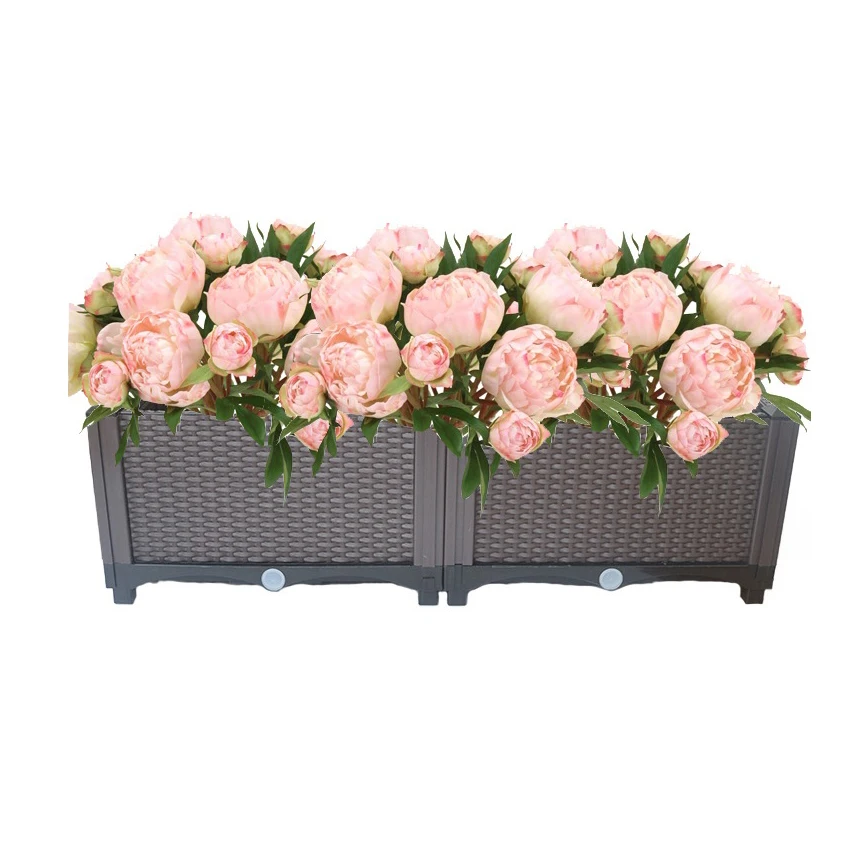 

large planter pots outdoor rectangular ceramic planter Modern Home Stackable Modular Flower Raised Garden Bed Kit, Brown