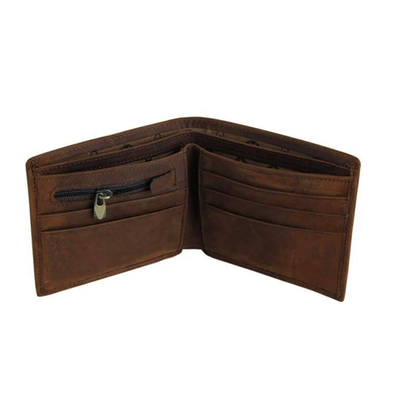 
High Quality Crazy Horse Leather Men Wallets Short Style Men Wallets 