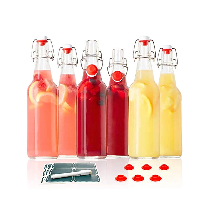 500ml 750ml 1L Clear Swing Top Stopper Glass Beer Bottle for Juice