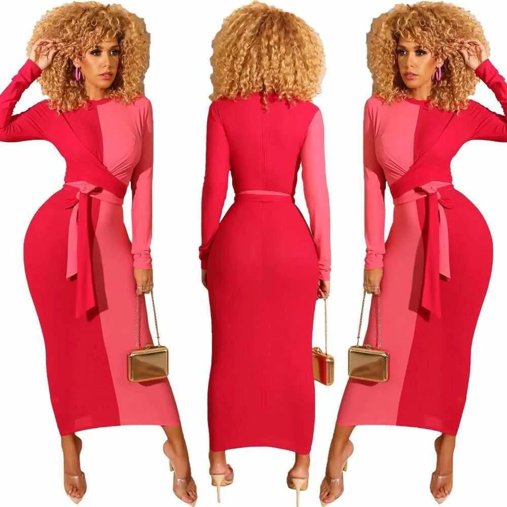 

autumn new arrival elegant long sleeve ladies midi dress
