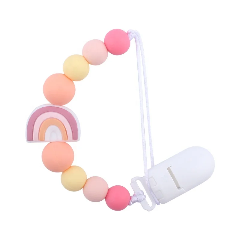 

High Quality Custom Silicone Teether Toys Silicone Beads Pacifier Chain Chain Pacifier Clip, Picture