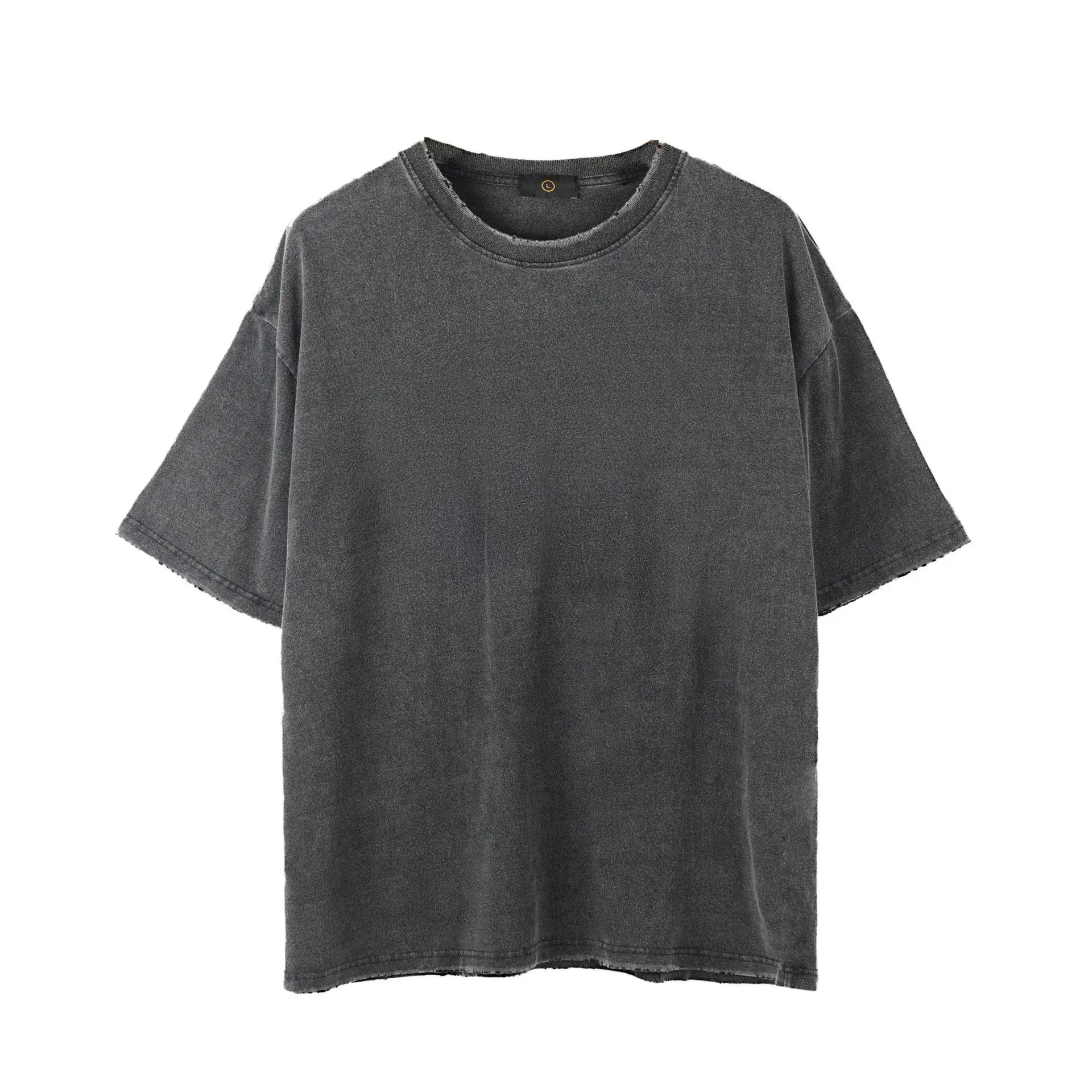Oversized DTG Custom T Shirt logo Printed Streetwear Pattern T-shirt Men Acid Washed Black Graphic Vintage Distressed T-Shirts