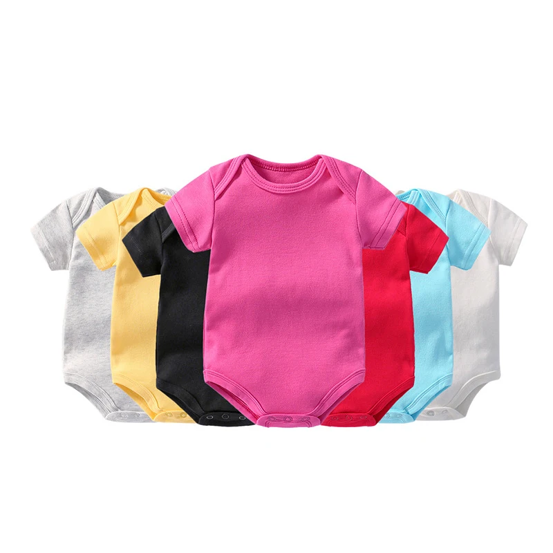

Cotton Single Jersey Outdoor Wear Boy Girl Rompers Summer Short Sleeve Bodysuit Baby, Plain orange,purple,green,hot pink ,blue or customized