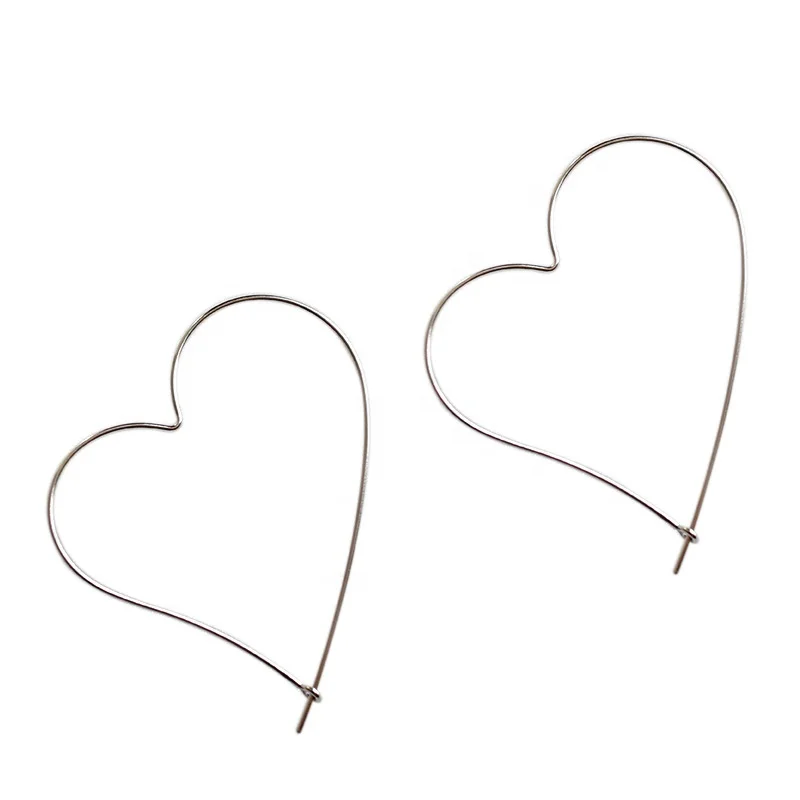

FSE20 heart shape earrings circle geometric earrings for girl 925 silver earring wire