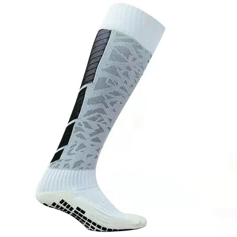 

New Design Terry Cushion Nylon Sports Football Socks With PVC Grip Knee High Compression Non Slip Soccer Socks