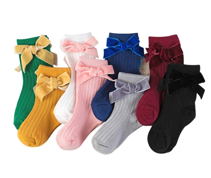 

Colorful White Socks Cute Bow Classic Cotton Soft Toddler Baby Kids Socken, Multi-color