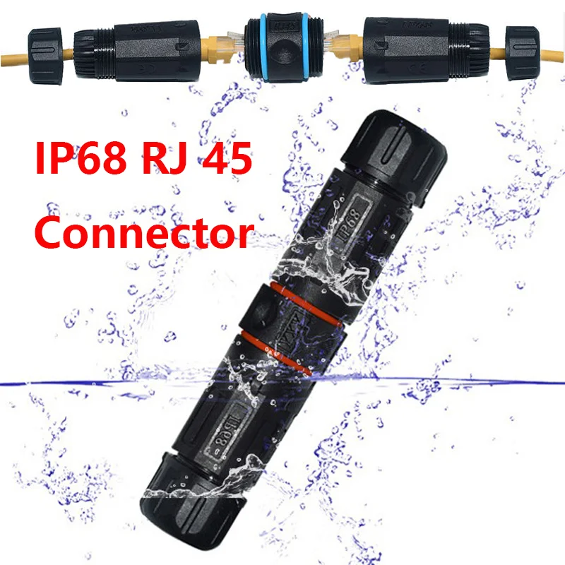 

M20 IP68 Waterproof CAT6 Connector Adapter Ethernet Network LAN Cable Black Power Female rj 45 connector