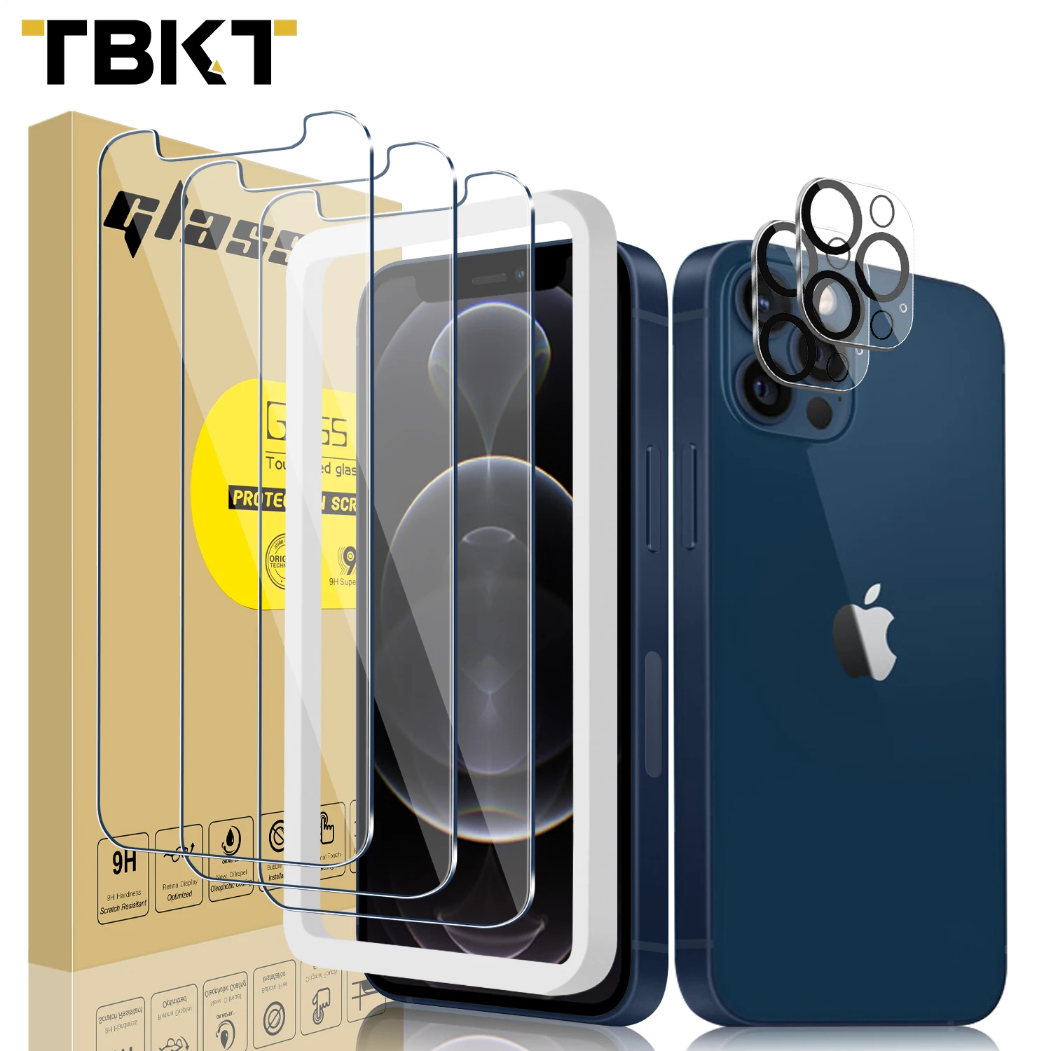 

2.5D Screen Glass 3+2 camera cover 0.33mm Tempered Glass for iphone 12Por 6.1 9H LSlot Screen Protector