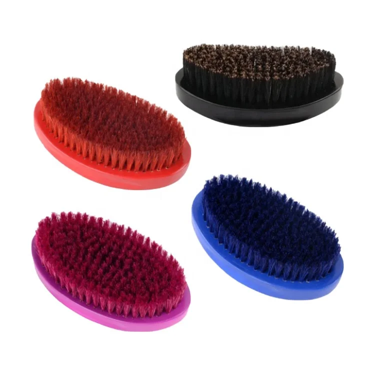 

Hairdressing Wholesale 360 Wave Brush Blonde Blue Black Red Hair Brush Soft Medium Bristle Beard Brush HB0333, Black, red, blue