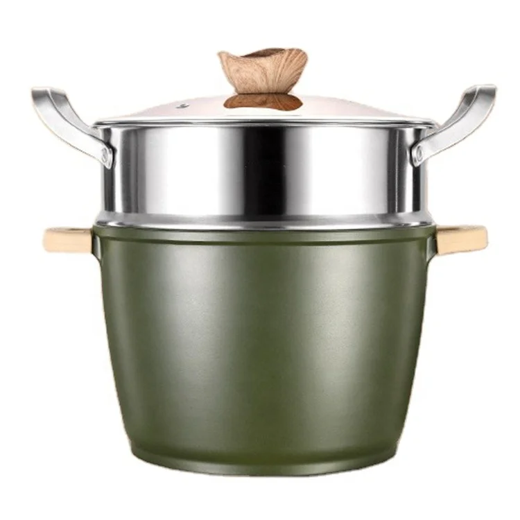 

No-stick Healthy Porridge Soup Casserole Stockpot Ceramic Nonstick Cookware Stock Pot with Steamer