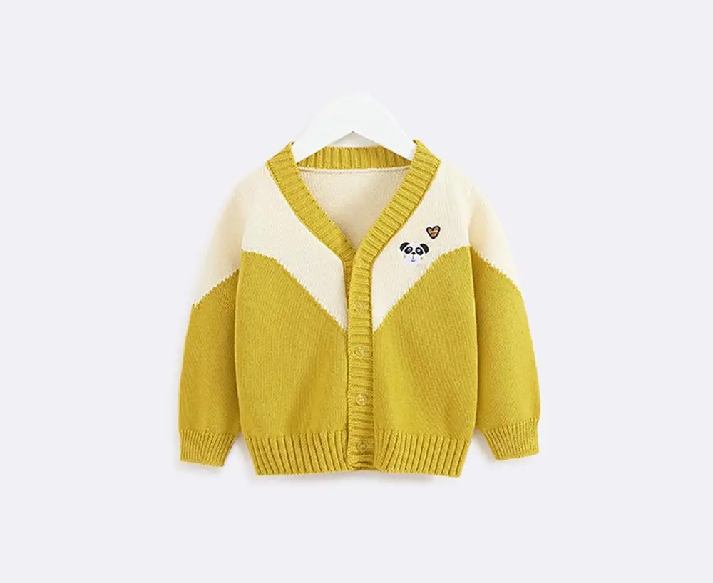 

Children's Cardigan Cotton Sweater Autumn Panda Embroidery Baby V-neck Infant Casual Top
