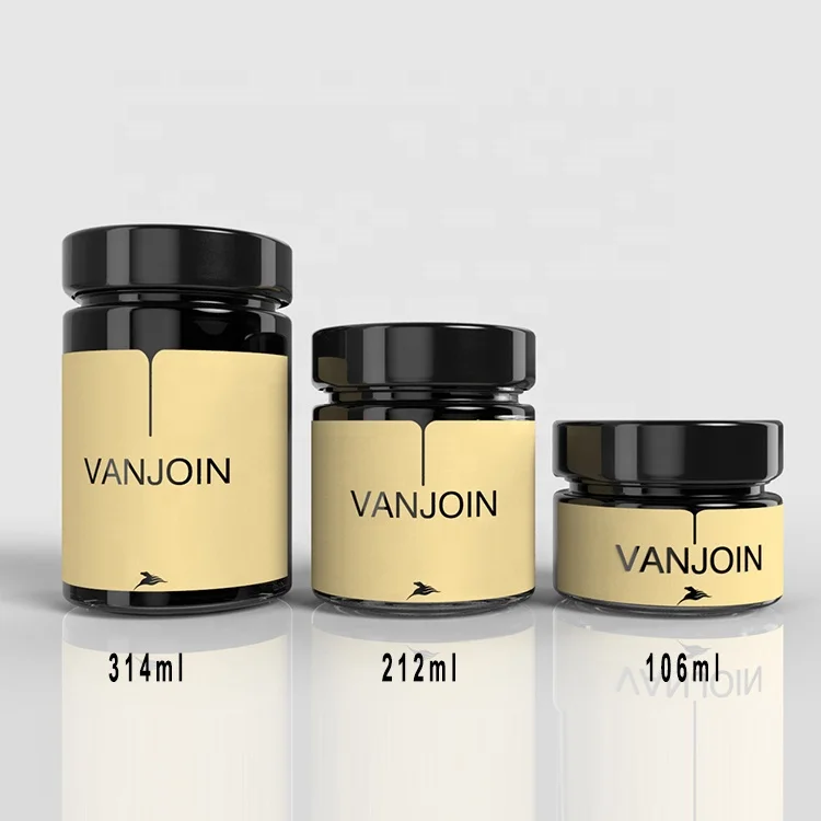 

Vanjoin Food grade Wholesale 106ml 212ml 314ml Cylinder Glass Honey Jar With Deep Twist Off Metal Lid, Clear,transparent,color can be customlized