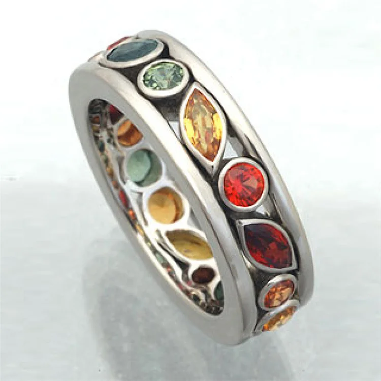 

Two-tone hollow diamond multi-color couple ring exquisite simple color zircon ring ladies ring jewelry wholesale