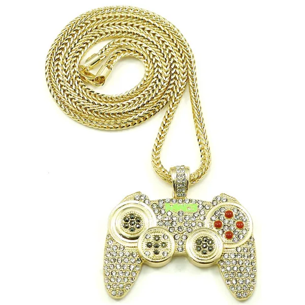 

Hip Hop Nightclub Iced Out Game Controller Changeable Pendant Chain Necklace for men