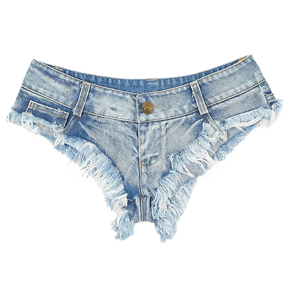 

2021 Summer Trends Skinny Blue Low Waist Bum Sexy Tassel Denim Jeans Booty Shorts