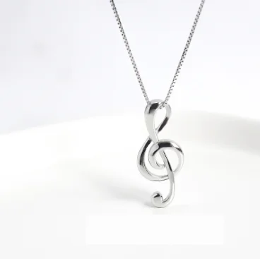 

Korean Style Statement Simple Sterling Silver Musical Note Pendant Symbol 925 Sliver Choker Necklace For Women Fine Jewelry