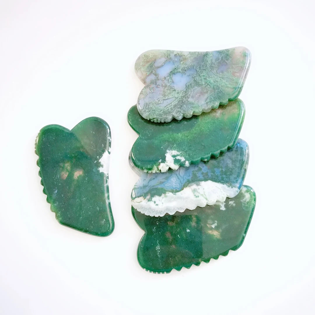 

Air shipping beauty personal care moss agate gua sha board with spiky