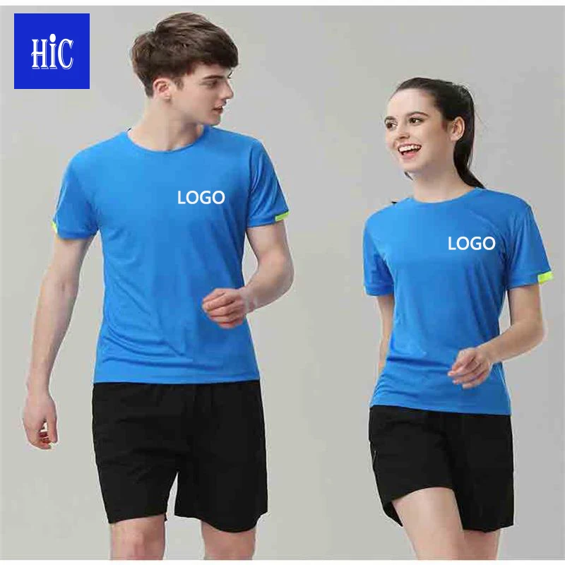 

HIC Wholesale High Quality 130g 100% Polyester Woven Net Quick Dry T Shirt Custom Logo Corporate Work Clothes Advertising T