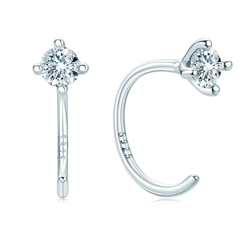 0.1ct Moissanite Earrings 925 Sterling Silver Gold Plated Four Six Claw Studs D Color VVS Diamond Jewelry Men Women With GRA