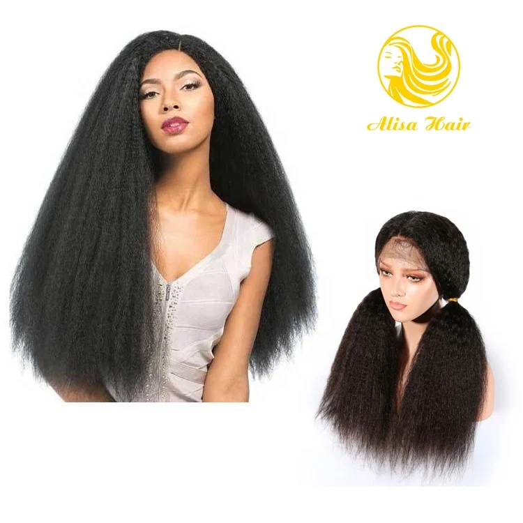 

Wholesale Kinky Straight Swiss Lace Front Human Hair Wigs Natural Hair Color Wigs for Black Women