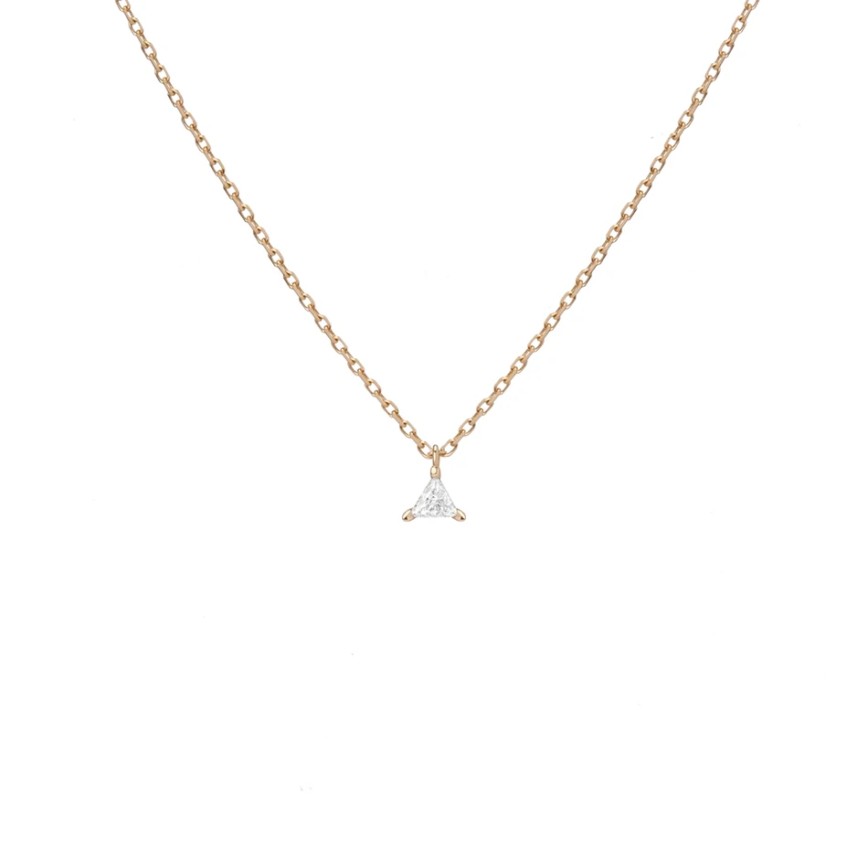 

wholesale jewellery online 925 Sterling Silver 18K Gold Plated Pendant Necklace With Triangle Cubic Zircon For Women