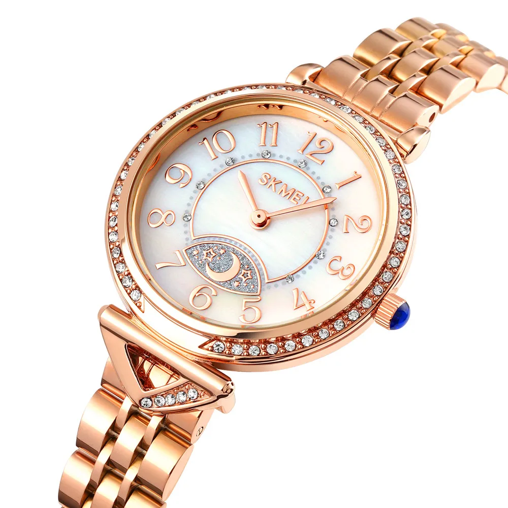 

Luxury Brand SKMEI 1658 Stainless Steel Female Diamond Quartz Watches Ladies Fashion Girl Wrist Watch Women