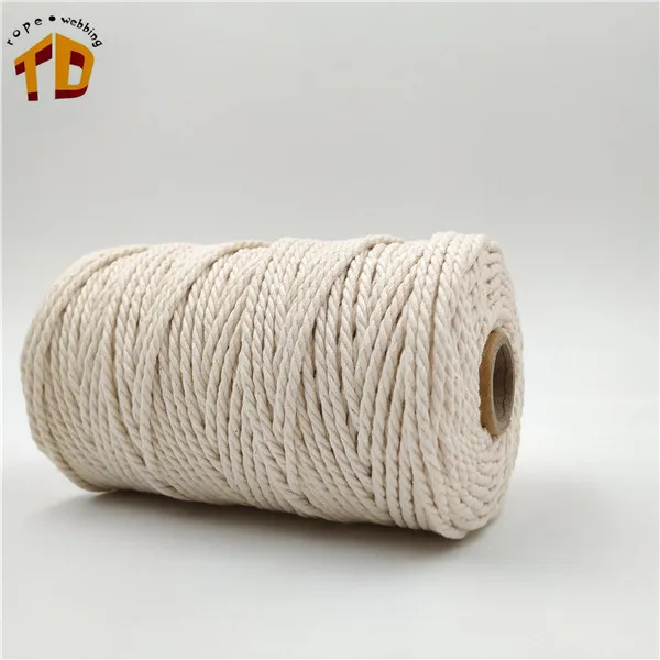 

Stocked in USA-4mm natural white macrame cord cotton rope for craft artisan project-3 strands twist rope-78 meters per spool