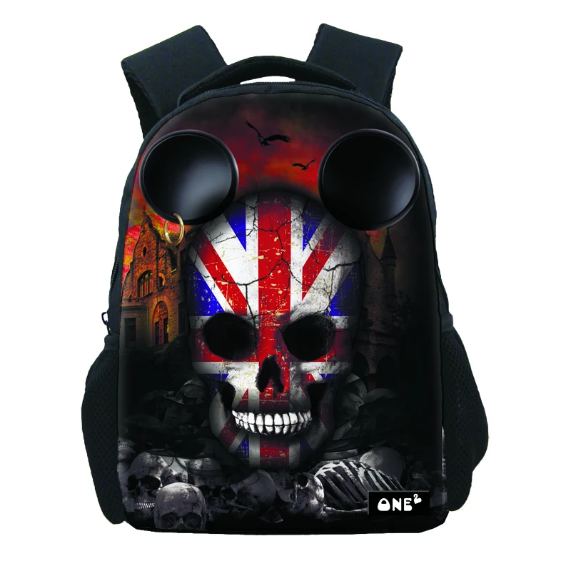 

Cheap school bag large capacity lightweight waterproof school bags for primary students skull design print, Customized