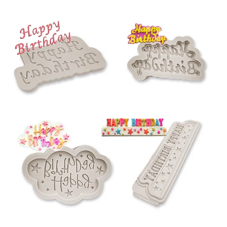 

Food grade Decoration Chocolates Happy Birthday Plaque Silicone Molds for DIY baking cake, Cake decorating tools baking