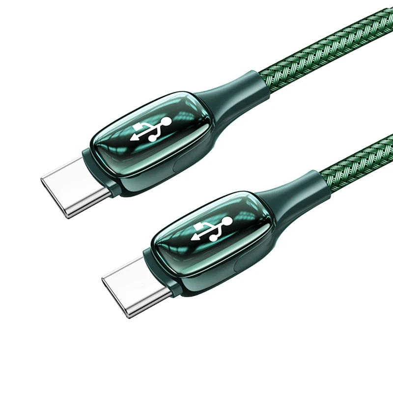 

2021 New Arrival Type C To Type C Charging Usb Cable Nylon Braided Pd 60W 20V 3A Usb Cable, Green gray