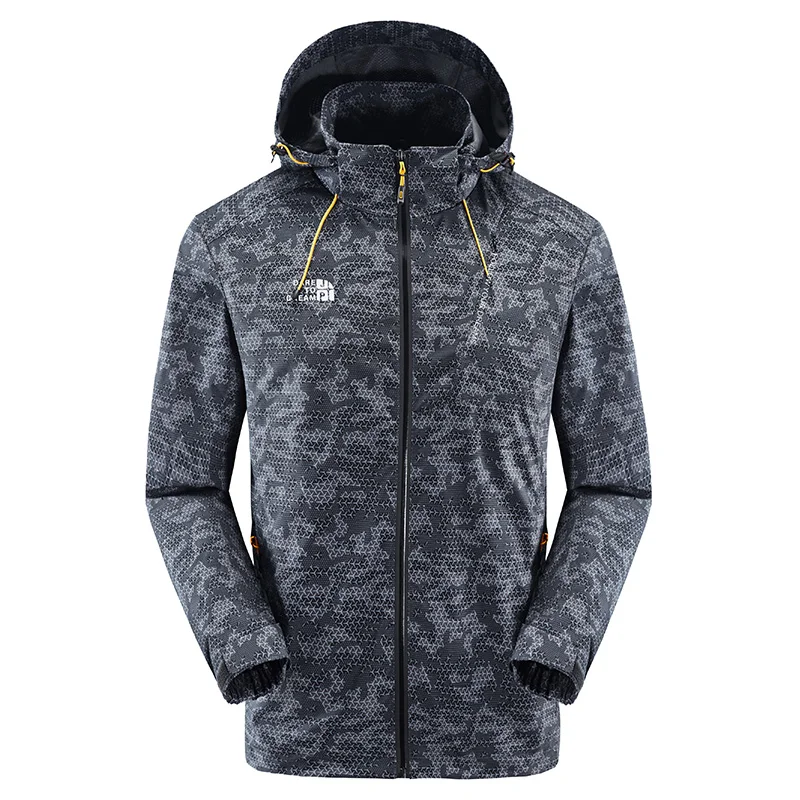 

Mens Camo Outdoor Windbreaker Jacket Waterproof Durable Tactical Polyester Jacket, Black, blue