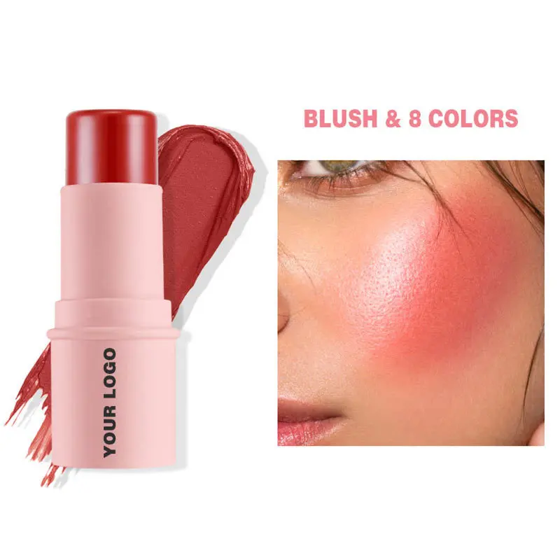 Custom Logo Cheek Tint Pink Cream Blusher Private Label Waterproof Vegan Contour Bronzer Highlighter Face Make up Blush Stick
