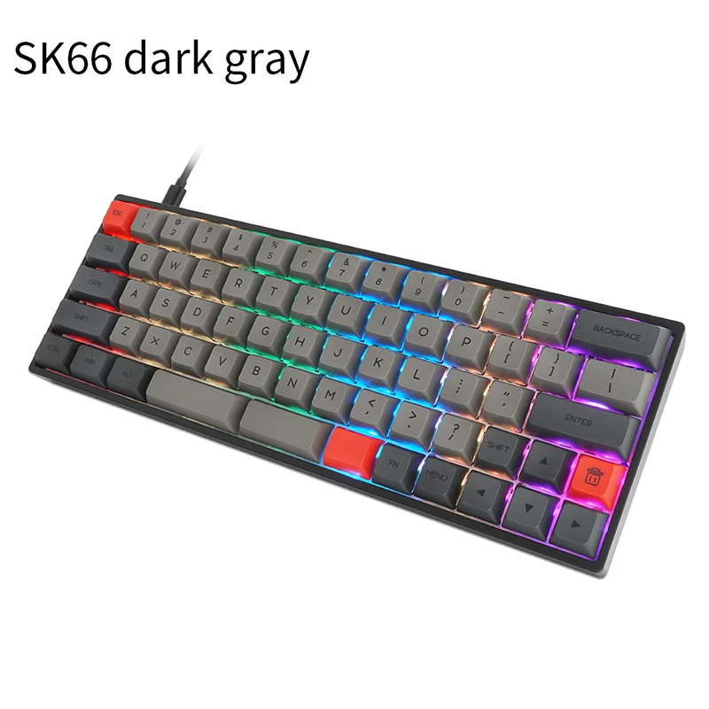 

ODM OEM hot swap SK64 Gateron optical switch wireless GSA pbt keycaps 60% rgb mechanical keyboard for gamer, Black/ white