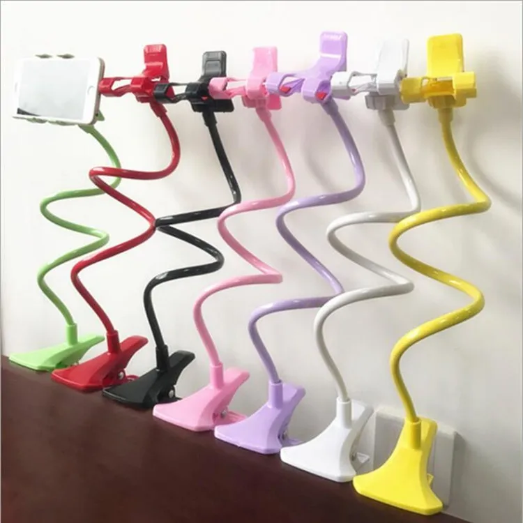 

Universal 360 Degree Rotate Long Arm Cellphone Holder Stand Lazy Bedside Desktop Double Clip Bracket, Colorful