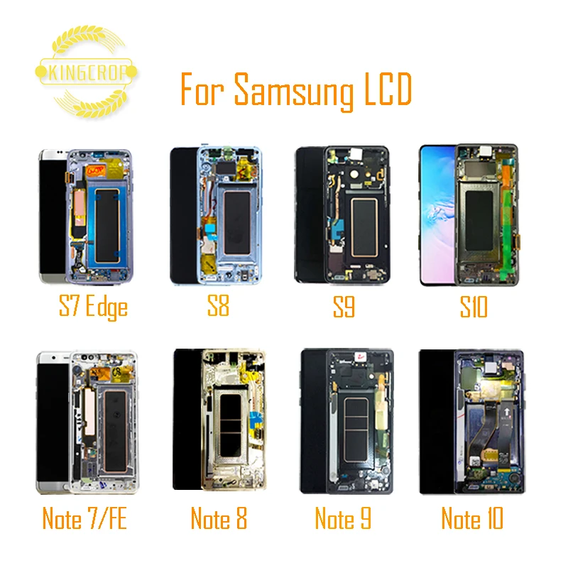 

wholesale high quality mobile phone parts lcd display screen for samsung galaxy s7 s8 s9 s10 replacement cell touch lcds panel, Black/blue/gold/silver/purple